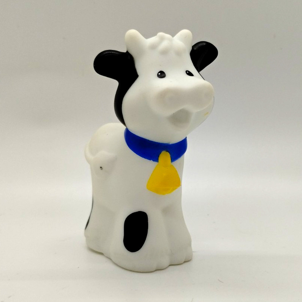 Little People Cow Figure Black & White Blue Collar Yellow Bell